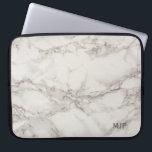 Marble Monogram Laptop Sleeve<br><div class="desc">This case is designed with an image of white and grey marble with a monogram or initials in the lower right hand corner. Makes a great executive case for anyone that loves the look of stone elegance.</div>