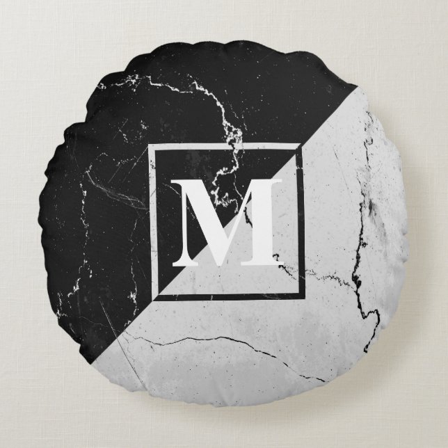 Marble Monogram Round Cushion (Front)