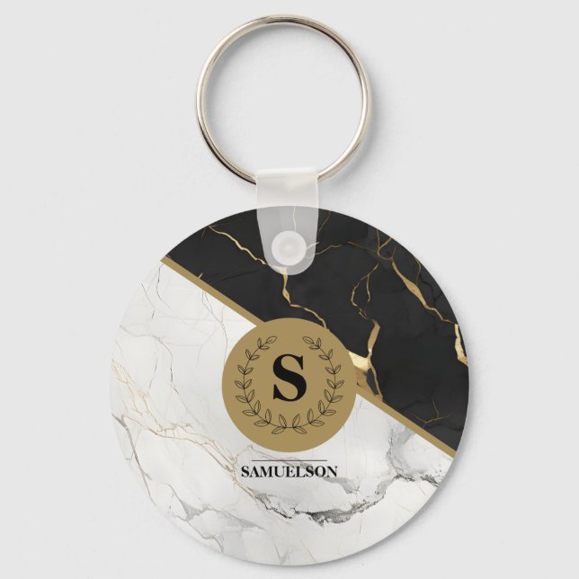 Marble Monogrammed Timeless  Key Ring (Front)