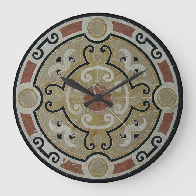 Marble mosaic medallion large clock (Front)