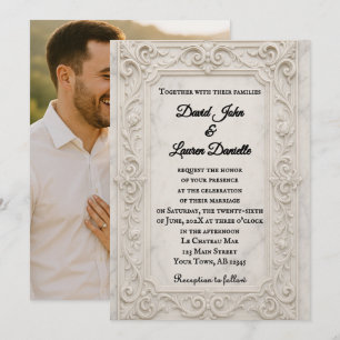 Marble Mystique Photo Wedding Invitation
