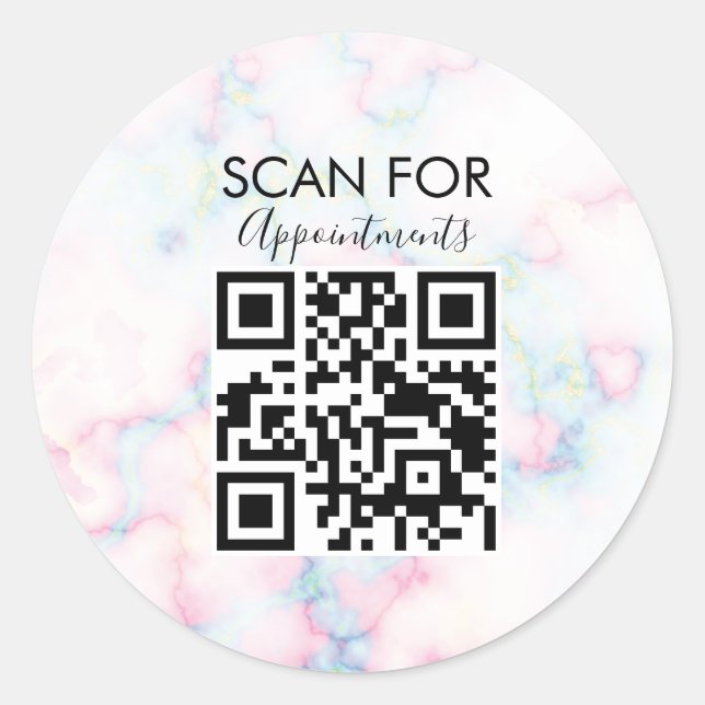 Marble Nail Salon Appointments QR Code   Classic Round Sticker (Front)