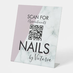 Marble Nail Salon Appointments QR Code  Pedestal Sign