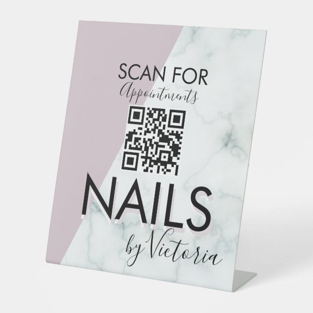 Marble Nail Salon Appointments QR Code  Pedestal Sign (Front)