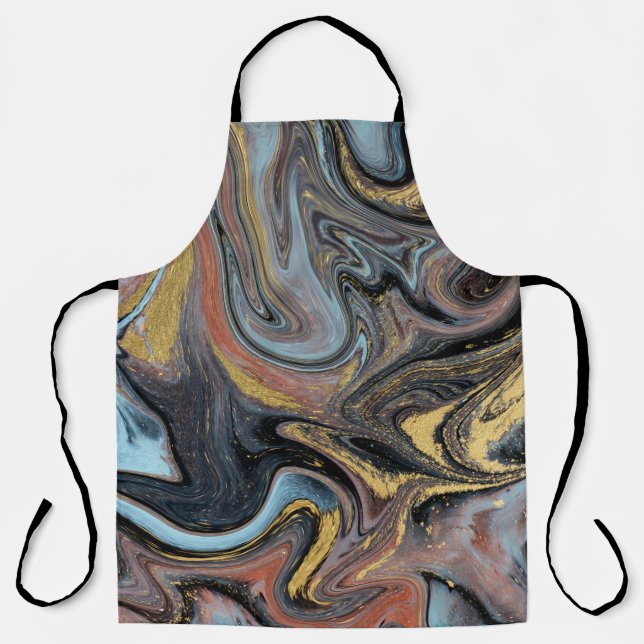 Marble Nature Artwork Golden Glitter Apron (Front)