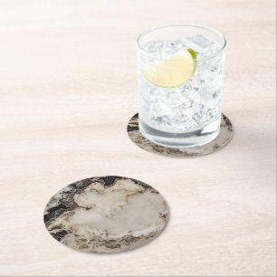 Marble Nature Colour Pattern Round Paper Coaster