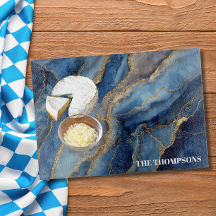 Marble Navy Blue Gold Glitter Elegant Personalized Cutting Board
