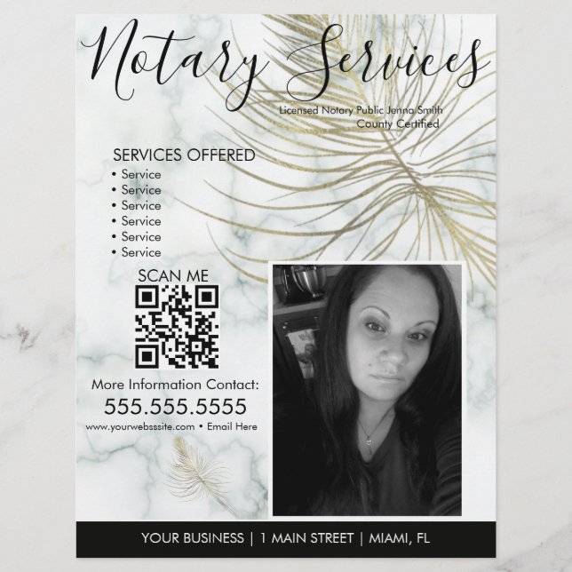Marble Notary Services Photo Business Flyer (Front)