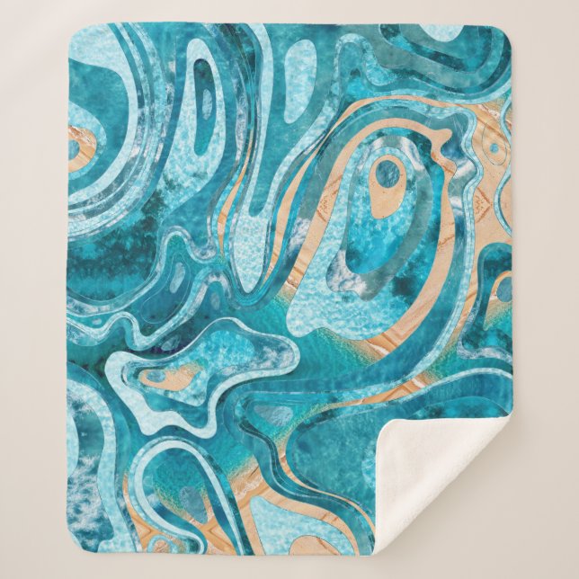 Marble Ocean Beach Sherpa Blanket (Front)