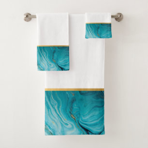 MARBLE OCEAN GOLD BATHROOM TOWEL SET