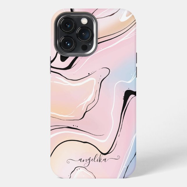 Marble Ombre Custom Name  iPhone Case (Back)