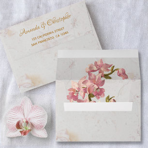 Marble Orchids Calligraphic Return Address Printed Envelope