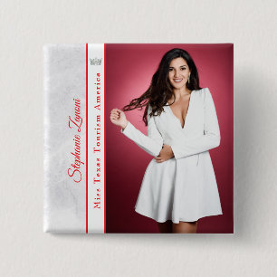 Marble Pageant Sash Button Pin - Red Sash