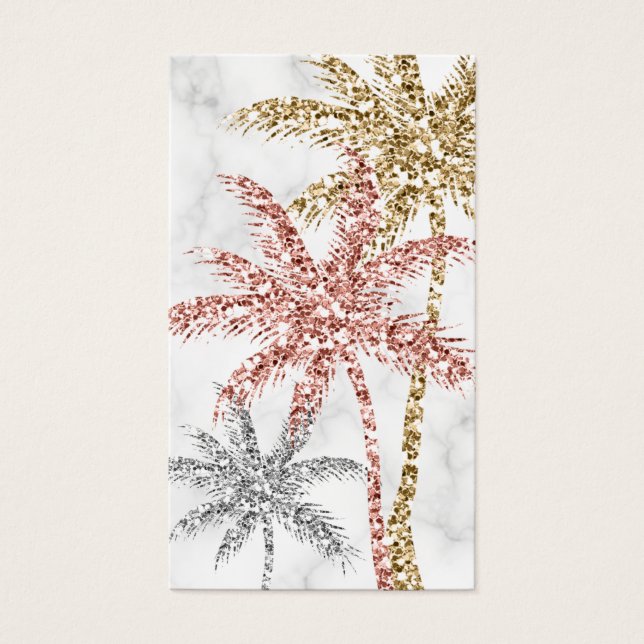 Marble Palm Tree Leaves Tri Gold Glitter Glam (Front)