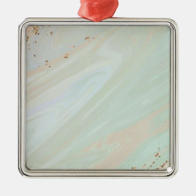 Marble Pastel Glitter Premium Square Ornament (Front)