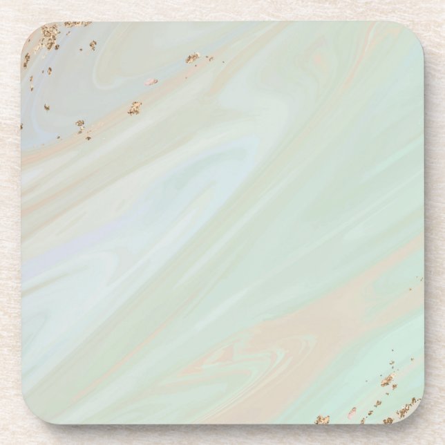 Marble Pastel Stone Texture Glitter Watercolor Coaster (Front)