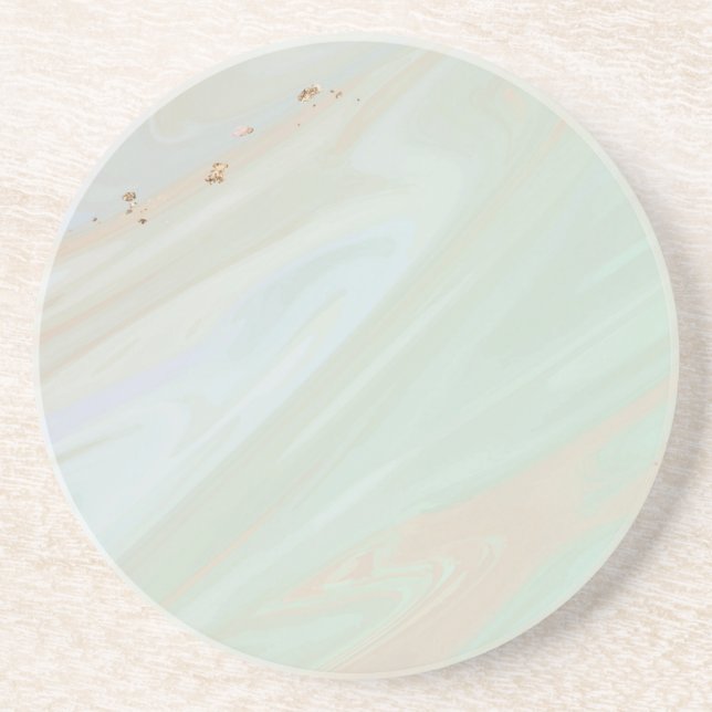 Marble Pastel Stone Texture Glitter Watercolor Coaster (Front)