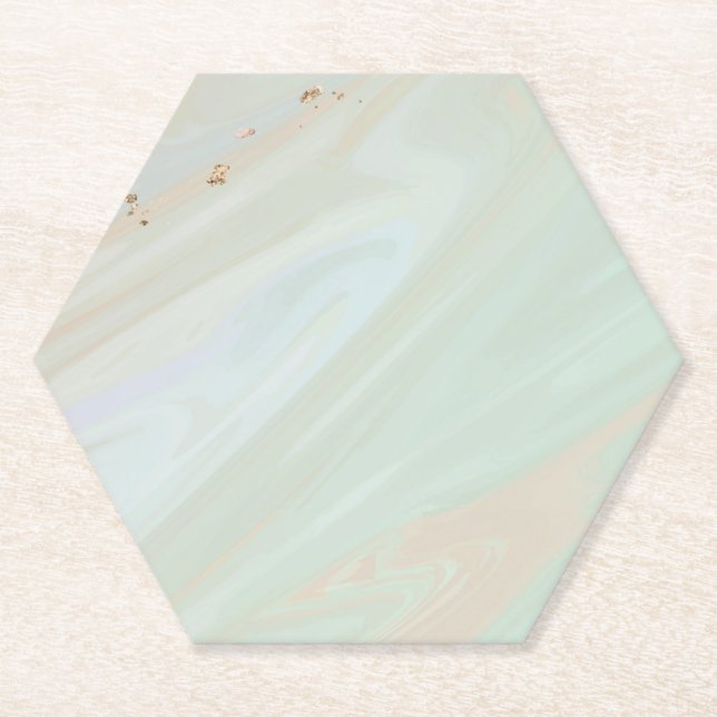 Marble Pastel Stone Texture Glitter Watercolor Paper Coaster (Front)