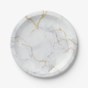 Marble Pastel Stone Texture Glitter Watercolor Paper Plate