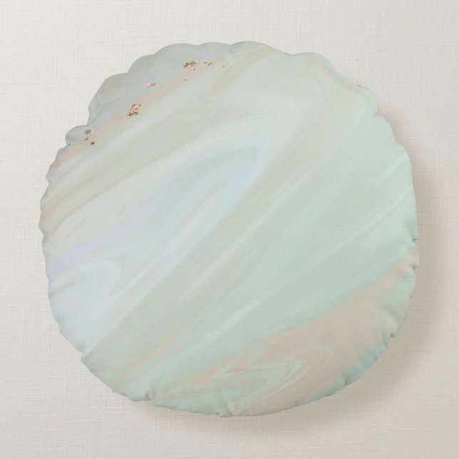 Marble Pastel Stone Texture Glitter Watercolor Round Cushion (Front)