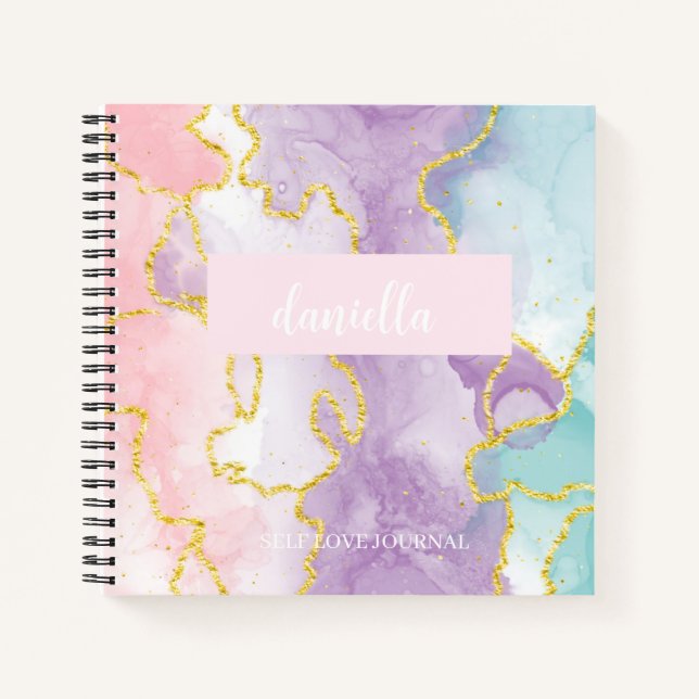Marble Pastel Watercolor Selflove Journal notebook (Front)
