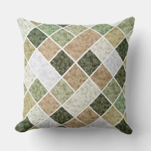 marble patchwork in grey olive tones cushion