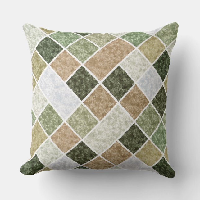marble patchwork in grey olive tones cushion (Front)