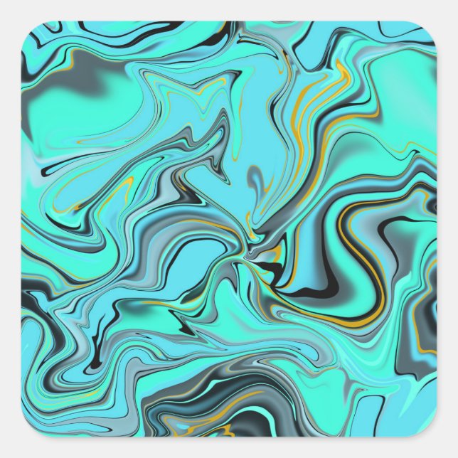 Marble pattern abstract blue and green design. square sticker (Front)