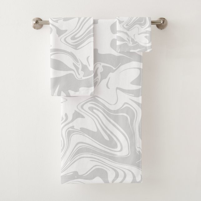 Marble pattern, grey and white towel (Insitu)