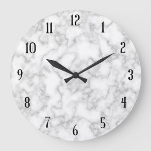 Marble Pattern Grey White Marbled Stone Background Large Clock