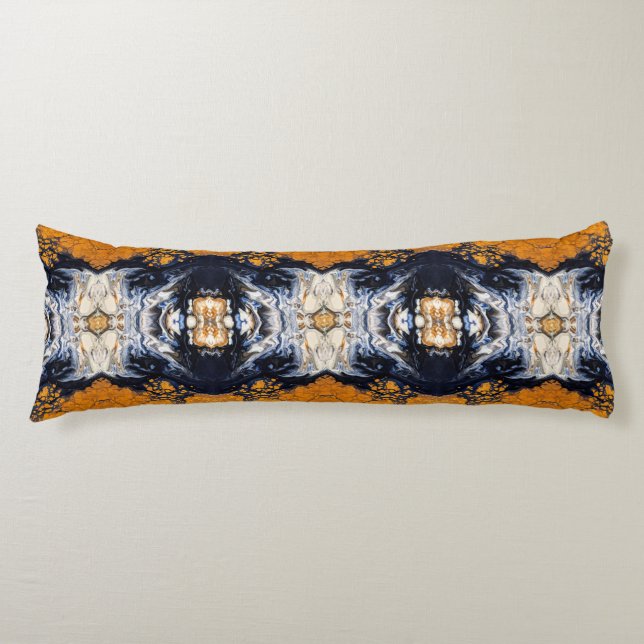 Marble pattern in golden and dark blue   body cushion (Front)