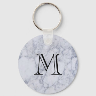 Marble Pattern Monogram Key Ring