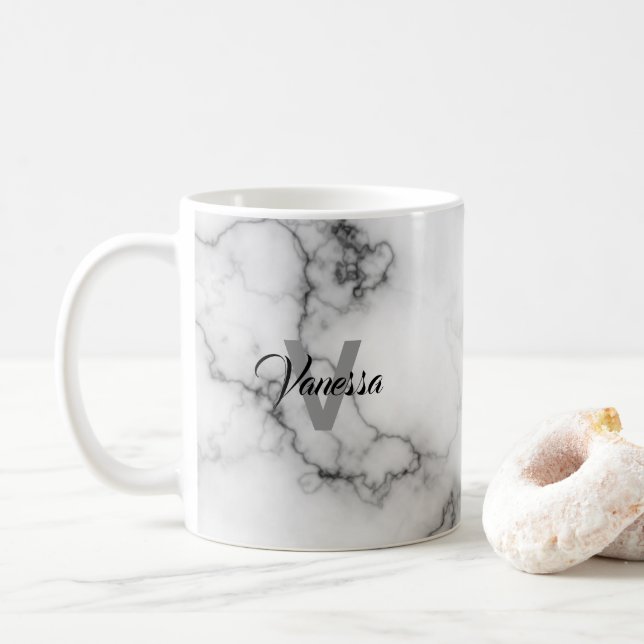 Marble Pattern Personalisation Coffee Mug (With Donut)