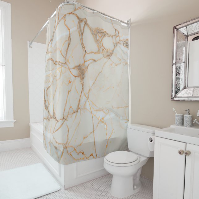 Marble Pattern Shower Curtain (In Situ)