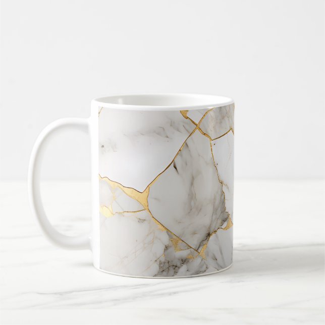 Marble patterned mug with gold and white accents (Left)