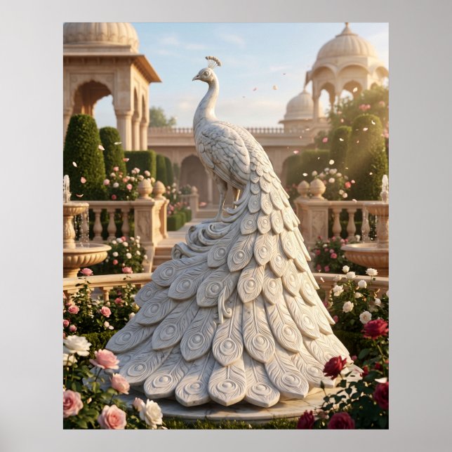 Marble Peacock Royal Glow Poster (Front)