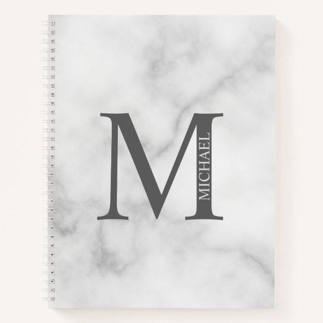 Marble Personalised Elegant Monogram and Name Notebook (Front)