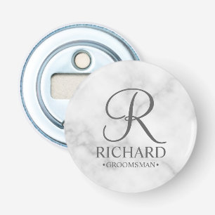 Marble Personalised Groomsman's Name and Monogram Bottle Opener