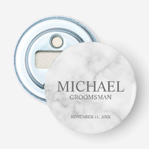 Marble Personalised Groomsman's Name and Monogram Bottle Opener
