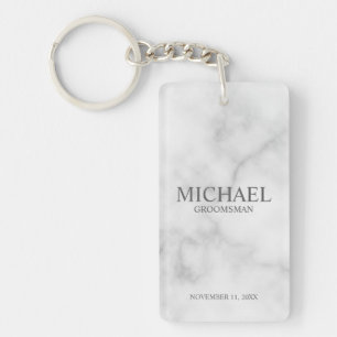 Marble Personalised Groomsman's Name and Monogram Key Ring