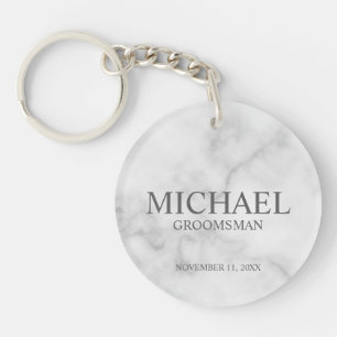 Marble Personalised Groomsman's Name and Monogram Key Ring