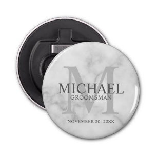Marble Personalised Groomsmen's name and monogram Bottle Opener