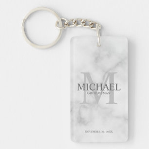 Marble Personalised Groomsmen's name and monogram Key Ring