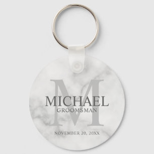 Marble Personalised Groomsmen's name and monogram Key Ring