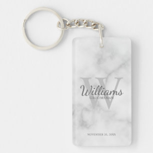 Marble Personalised Groomsmen's name and Monogram  Key Ring
