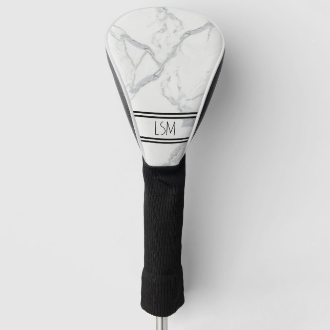 Marble Personalised Initials Golf Gift Head Cover (Front)