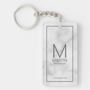 Marble Personalised Monogram and Name Groomsmen Key Ring