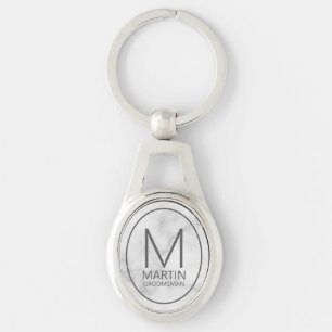 Marble Personalised Monogram&Name Groomsmen Key Ring
