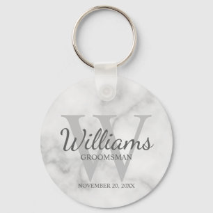 Marble Personalised Script Groomsmen Key Ring