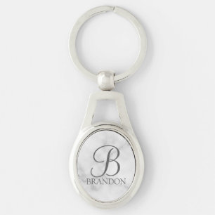 Marble Personalised Script Monogram and Name Key Ring